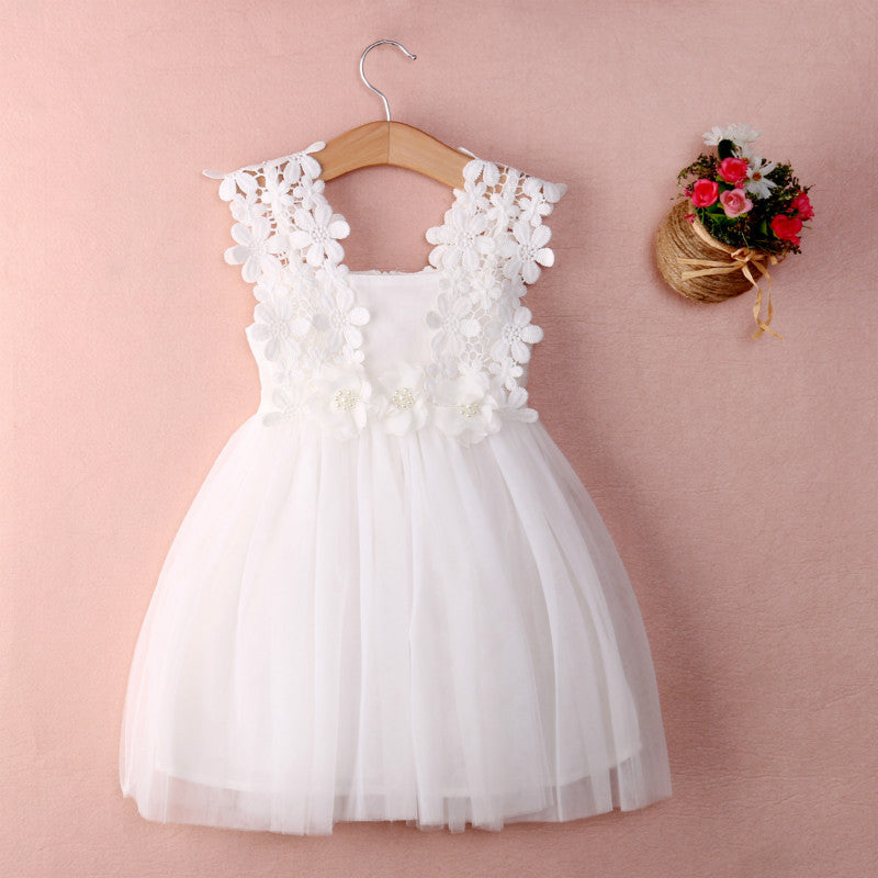 lace flower girl dress in white